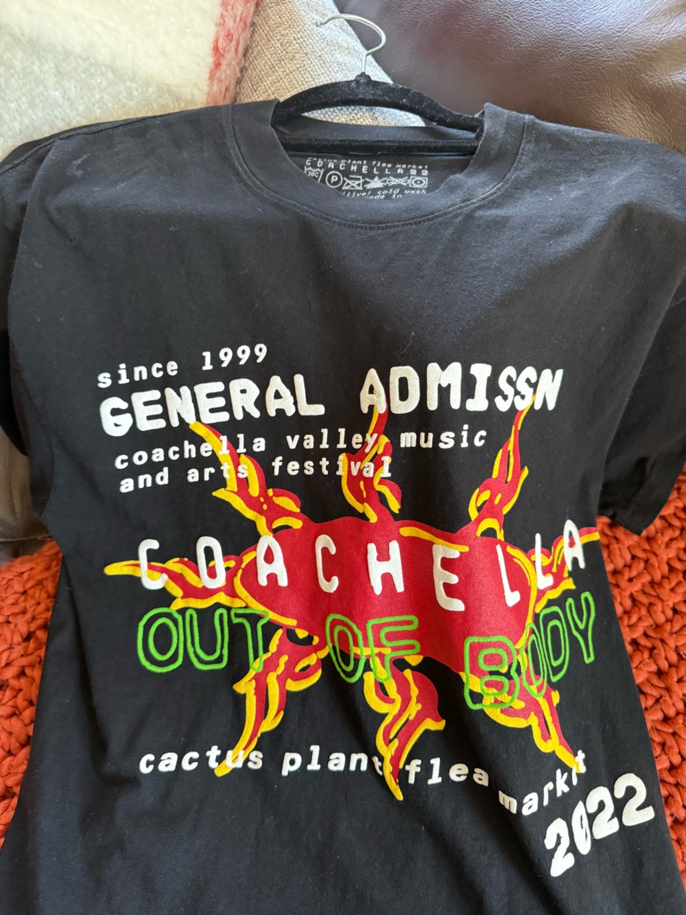 Coachella CPFM Admission Graphic Tee - Black with Red, Yellow & Green Print